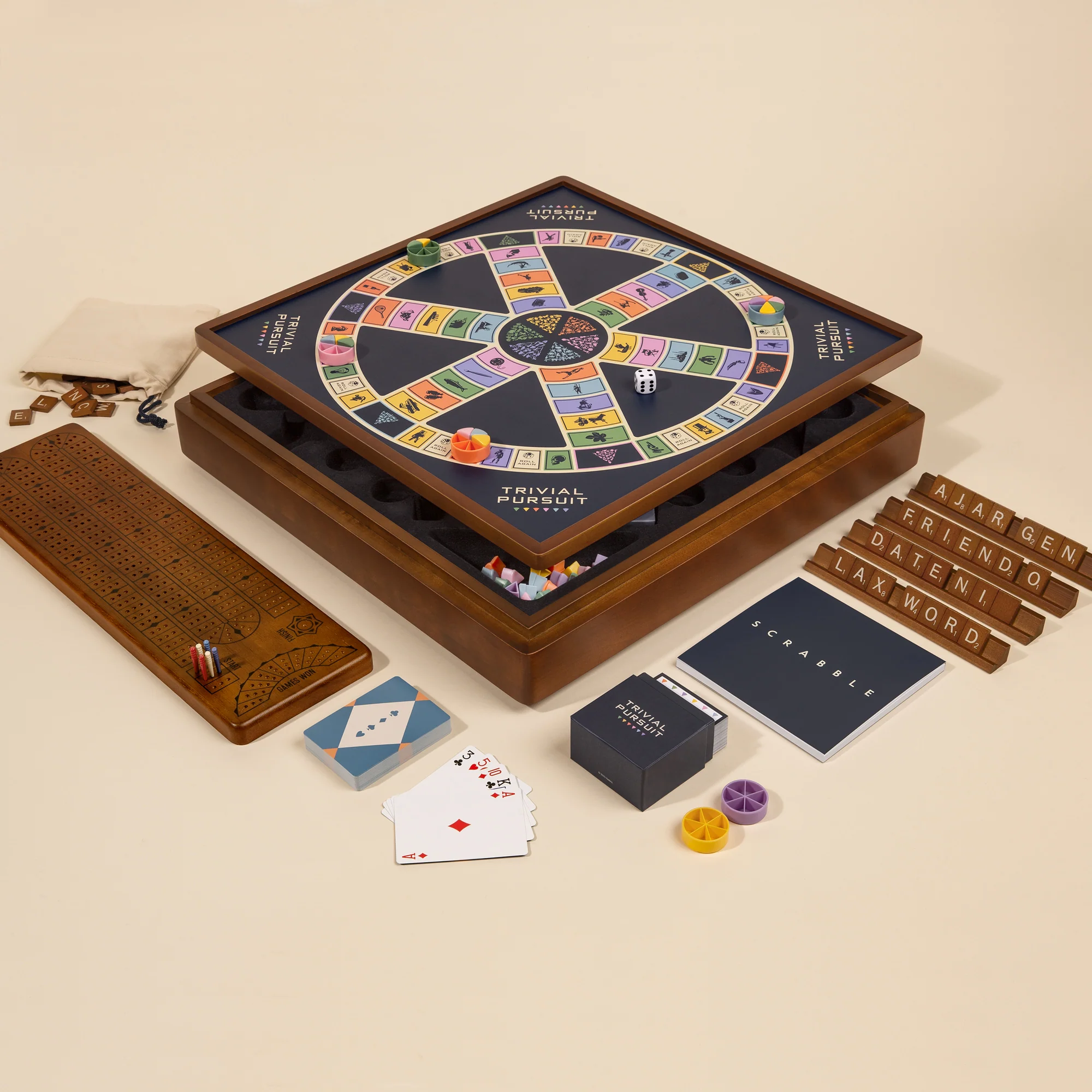 3-in-1 Premium Game Collection: Scrabble, Trivial Pursuit & Cribbage - Image 4